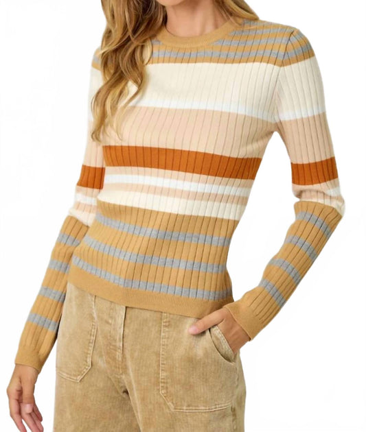 Blocked Stripe Sweater In Must/ivory