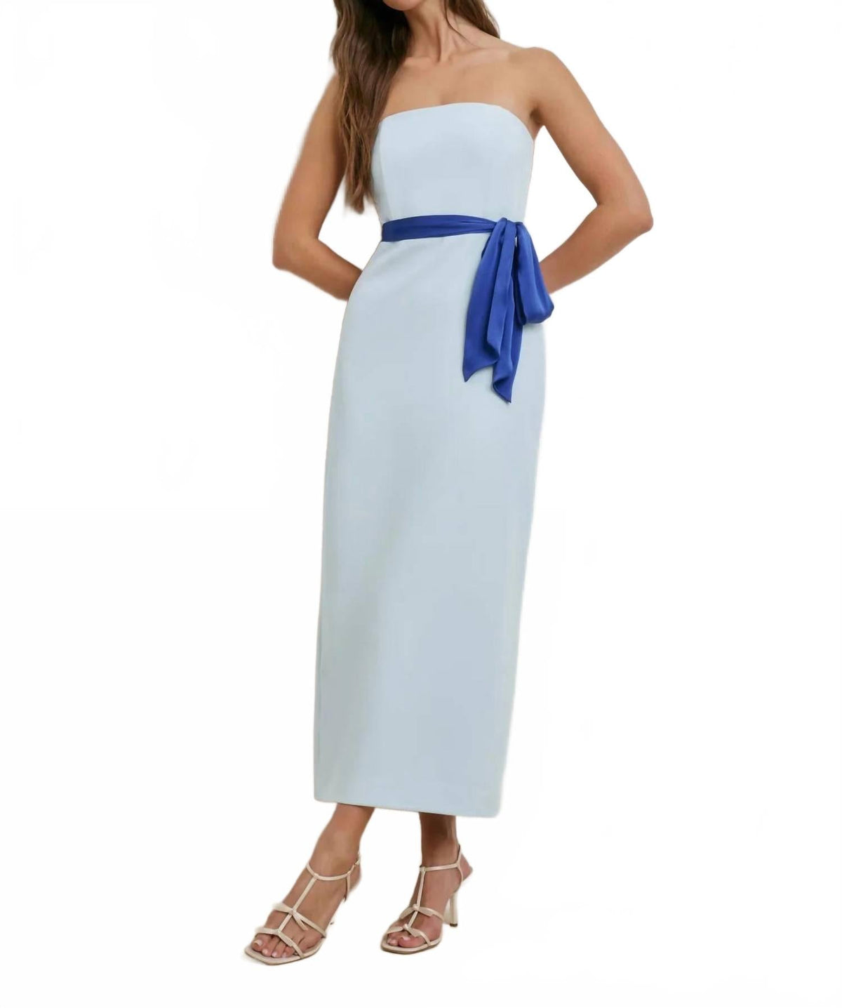 Willow Strapless Dress In Sky Blue