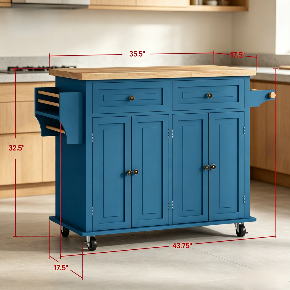 Modern Rolling Kitchen Cart with Adjustable Shelves and Drawer Storage