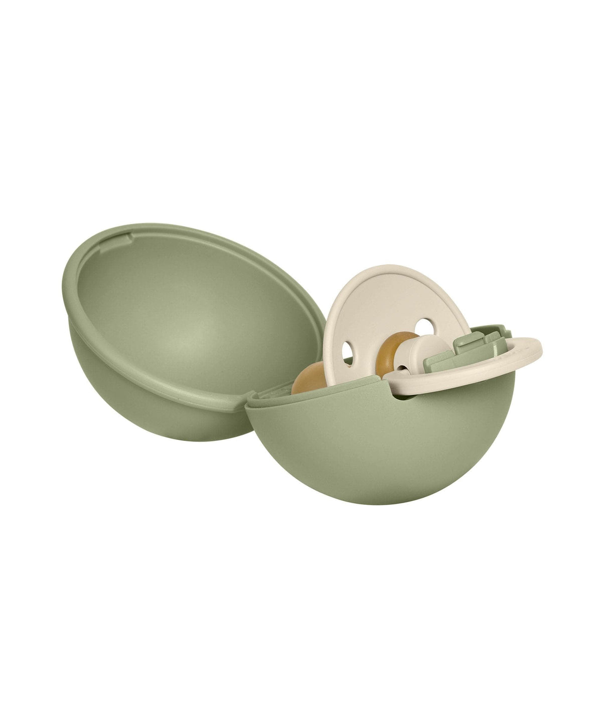 BIBS Colour Pacifier Round Latex Size 1 Ivory & Pacifier Case Mini - Sage