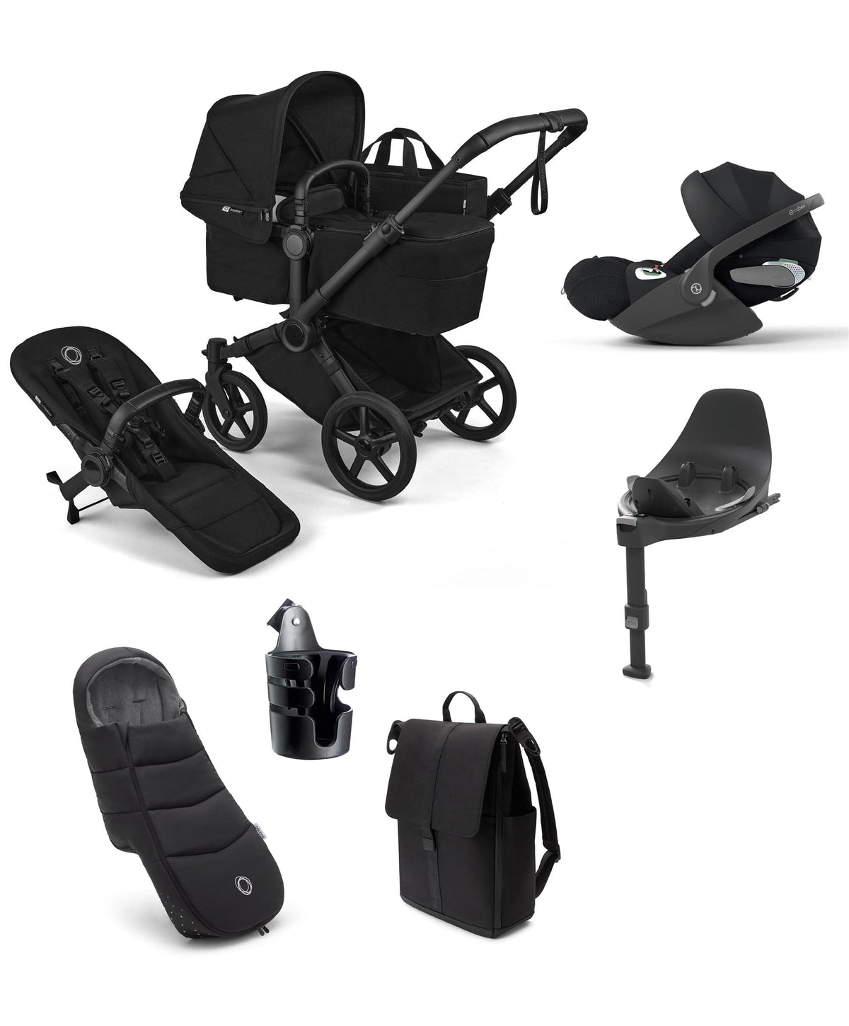 Bugaboo Donkey 6 Single Ultimate Pushchair Bundle With Cybex Cloud T Plus Car Seat & Base (7 Pieces) - Heritage Black