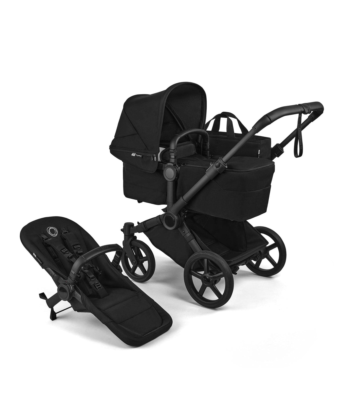 Bugaboo Donkey 6 Ultimate Double Pushchair with Maxi Cosi Pebble Slide Pro Car Seat & Base (8 Pieces) - Heritage Black