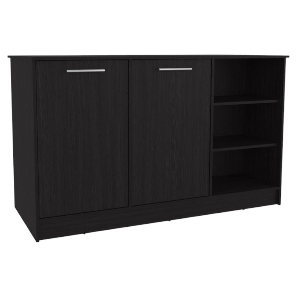 Modern Kitchen Storage Island with Multiple Shelves and Cabinet Space