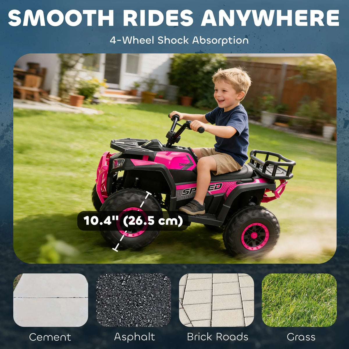 Kids Electric Ride-On Vehicle with Four-Wheel Suspension and Storage Basket