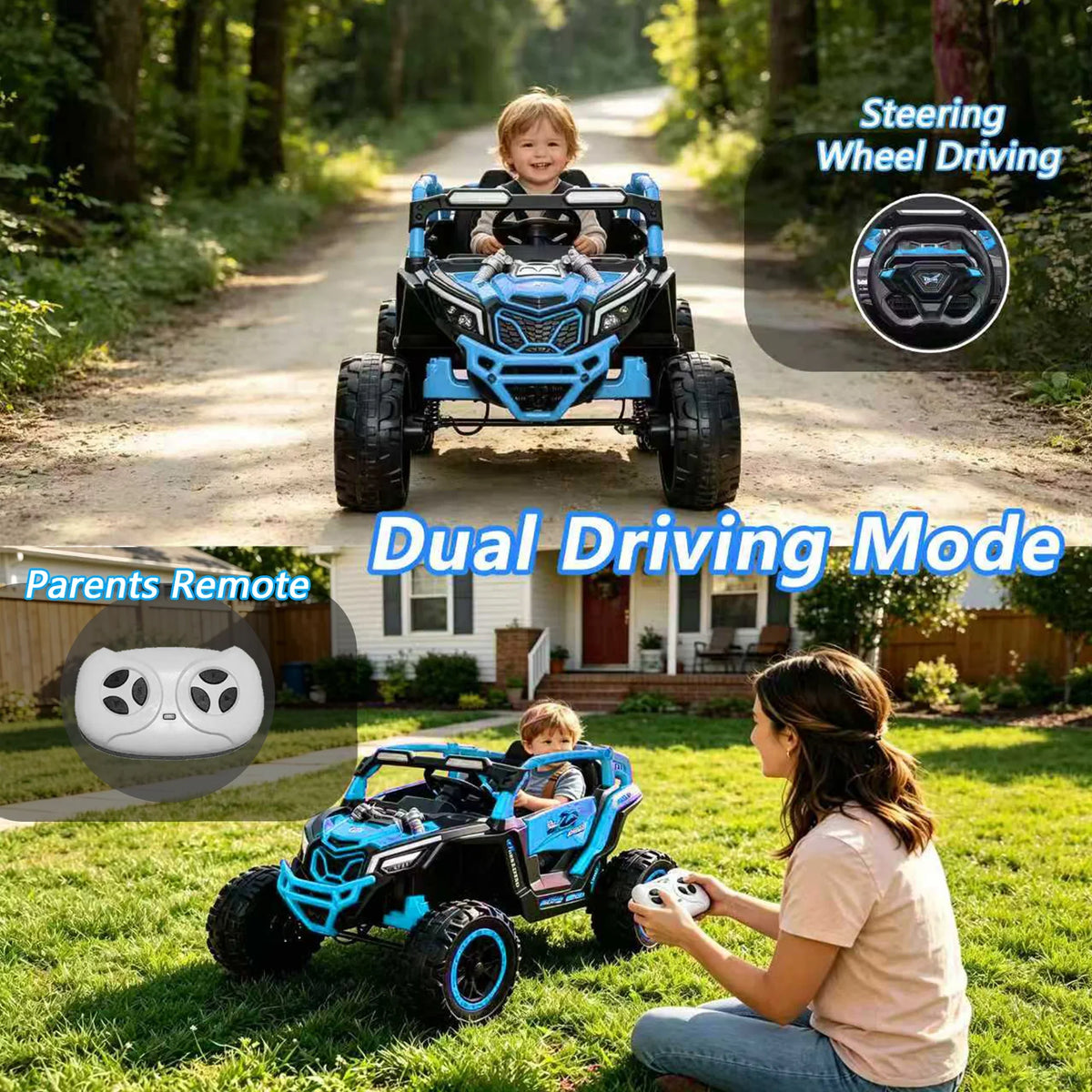 Powerful Kids Ride-On UTV with Four-Wheel Suspension and Three Speed Settings