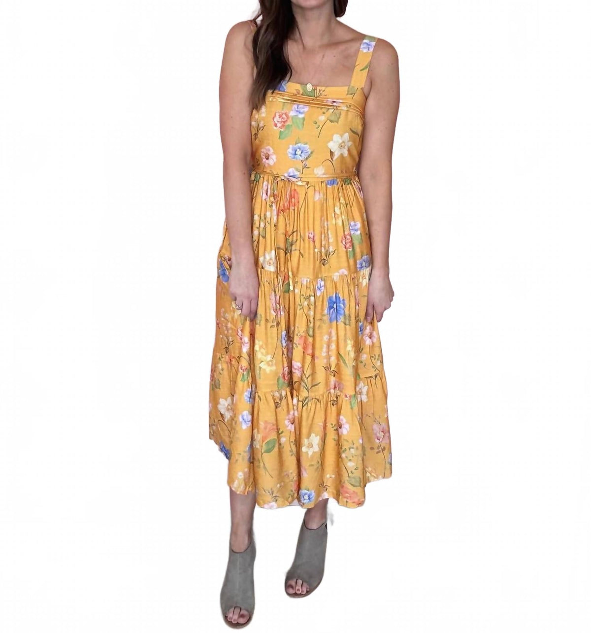Gloria Midi Dress In Yellow