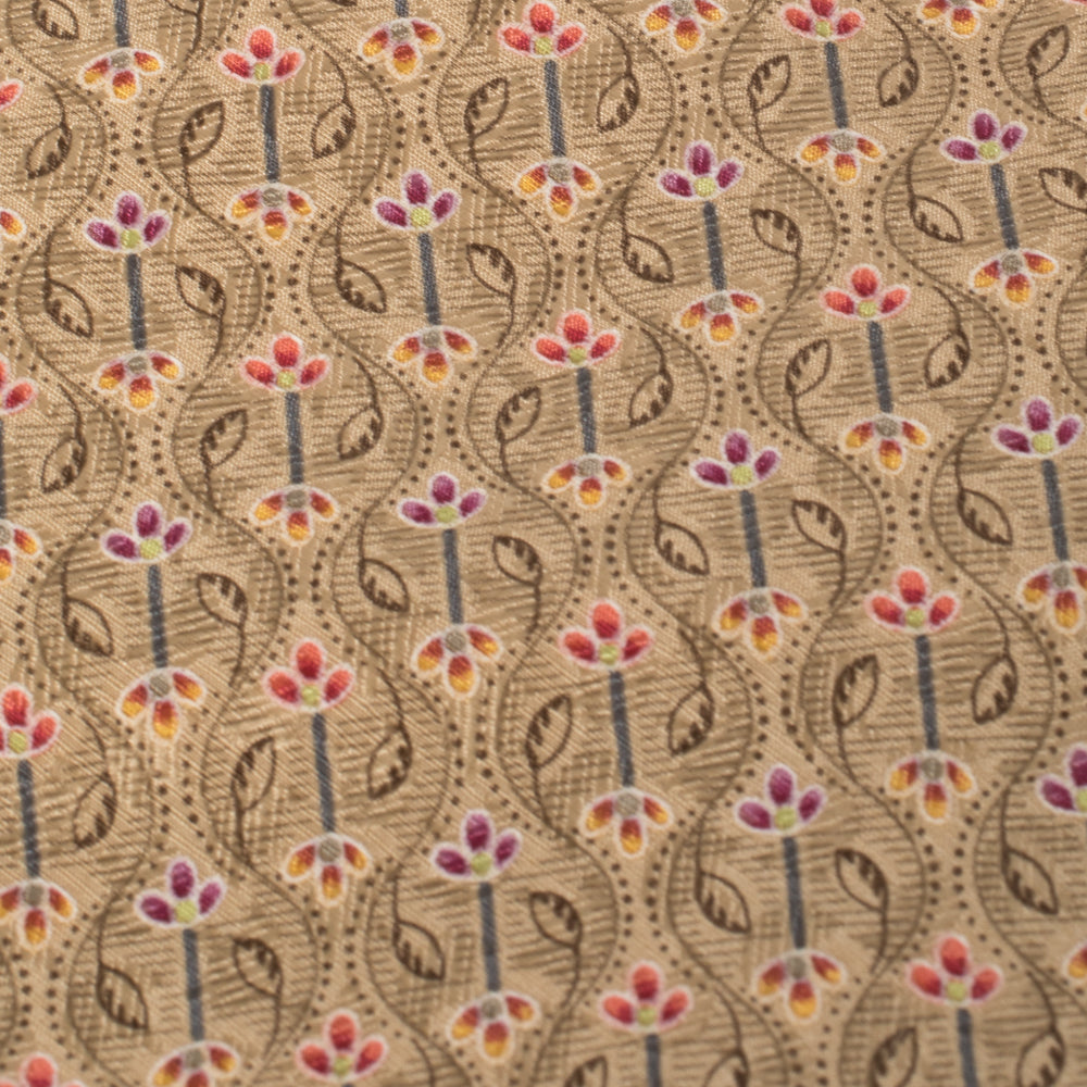 Ermenegildo Zegna Disegno Esclusivo Cream Floral Patterned Silk Traditional Tie