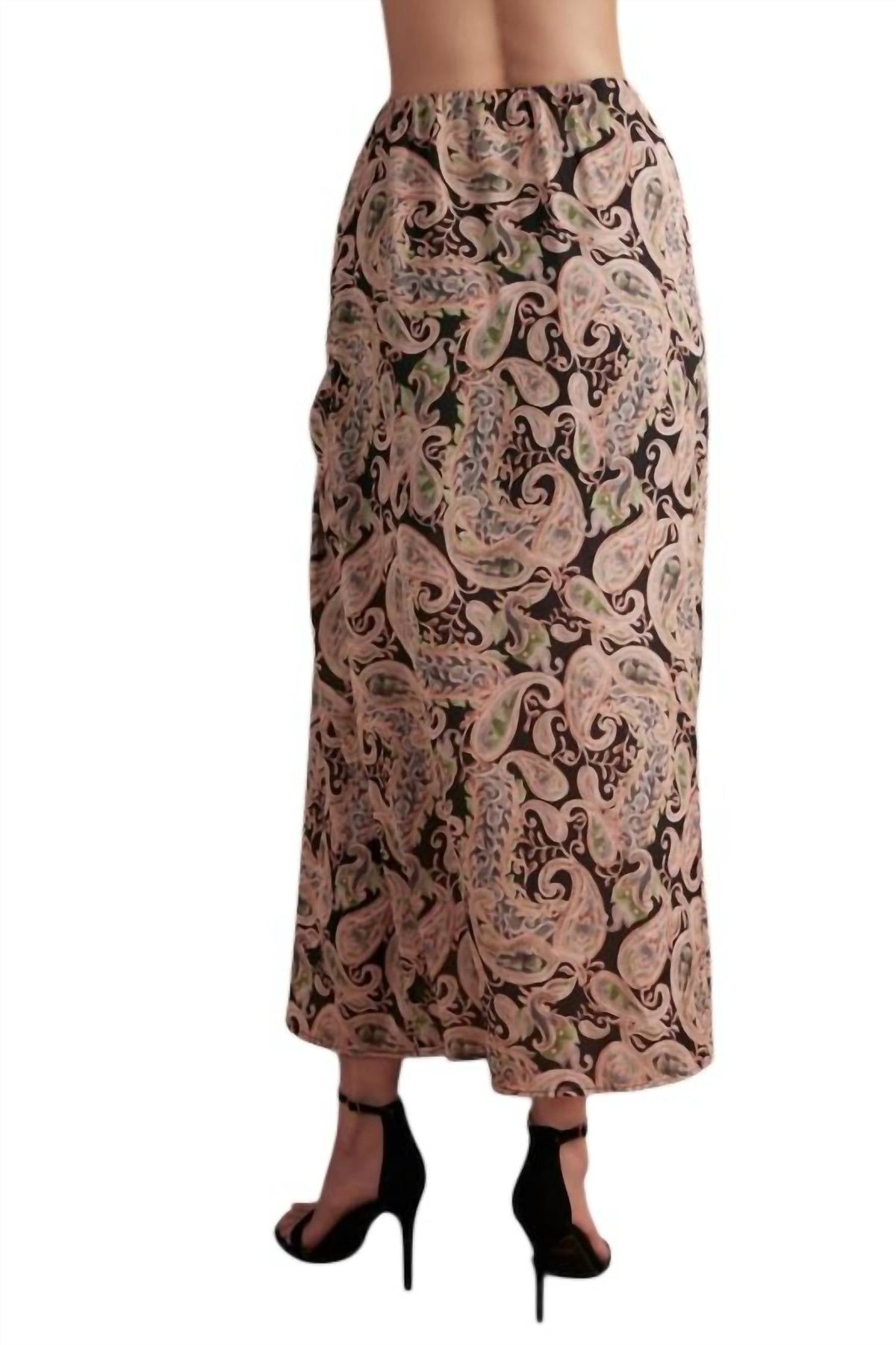 Posh Paisley Draped Faux Wrap Midi Skirt In Multicolor