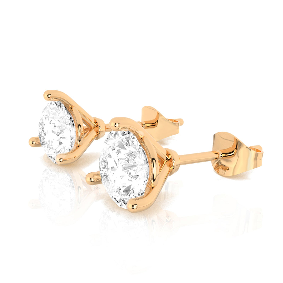 3 cttw Lab Grown Diamond Stud Earrings in 14K Gold With Push Backs For Women