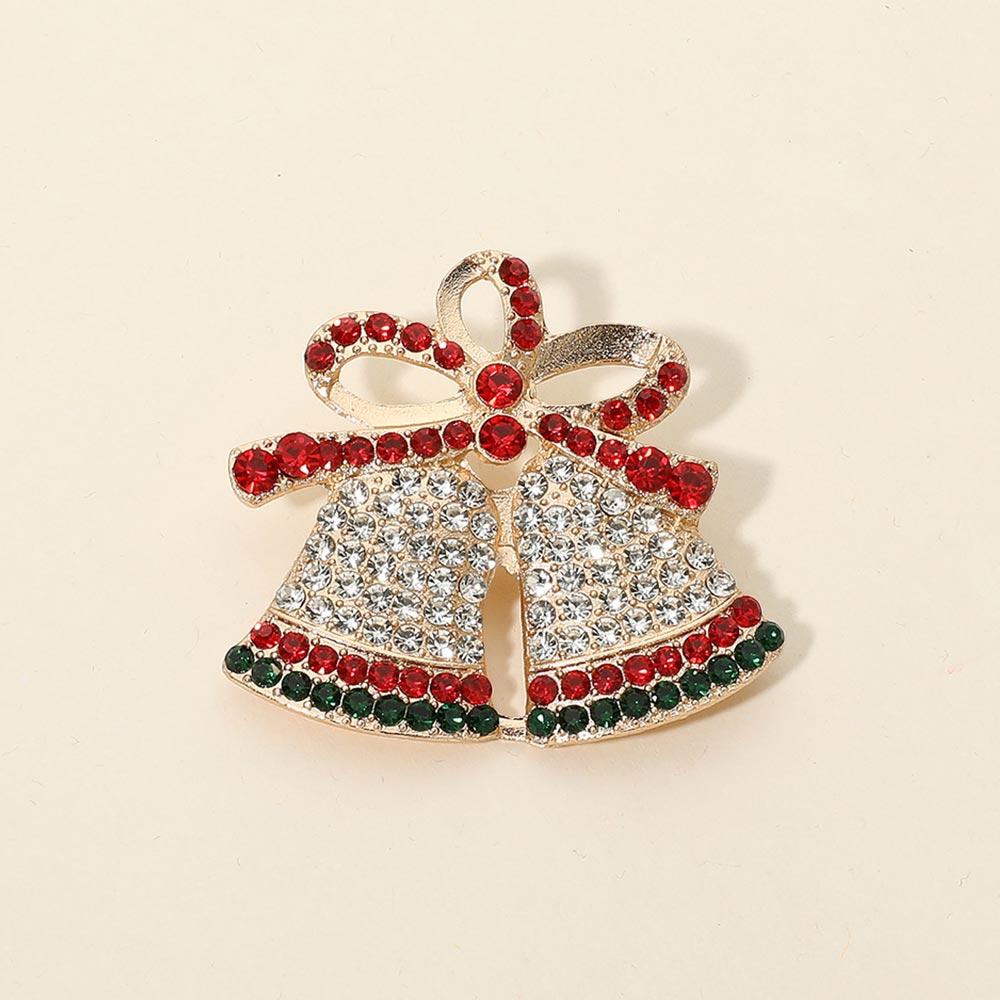 12PCS - Rhinestone Pave Christmas Bell Tree Reindeer Pin Brooches