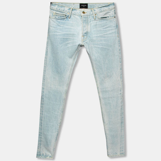 Fear of God Blue Distressed Denim Zipped Hem Slim Fit Jeans M