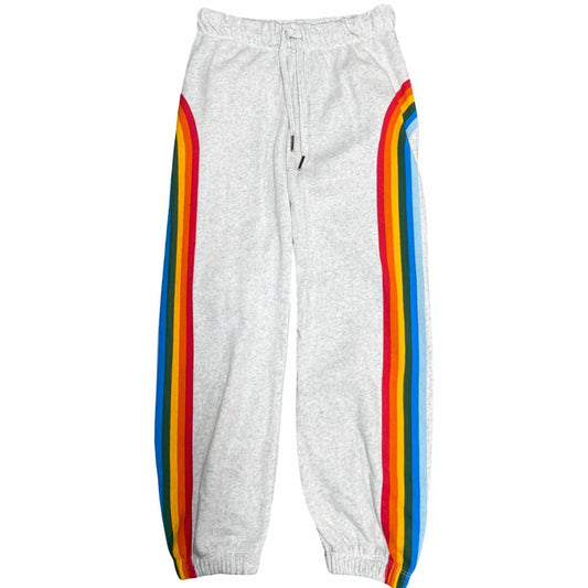 Kid's Rainbow Stripe Jogger In Misty Grey