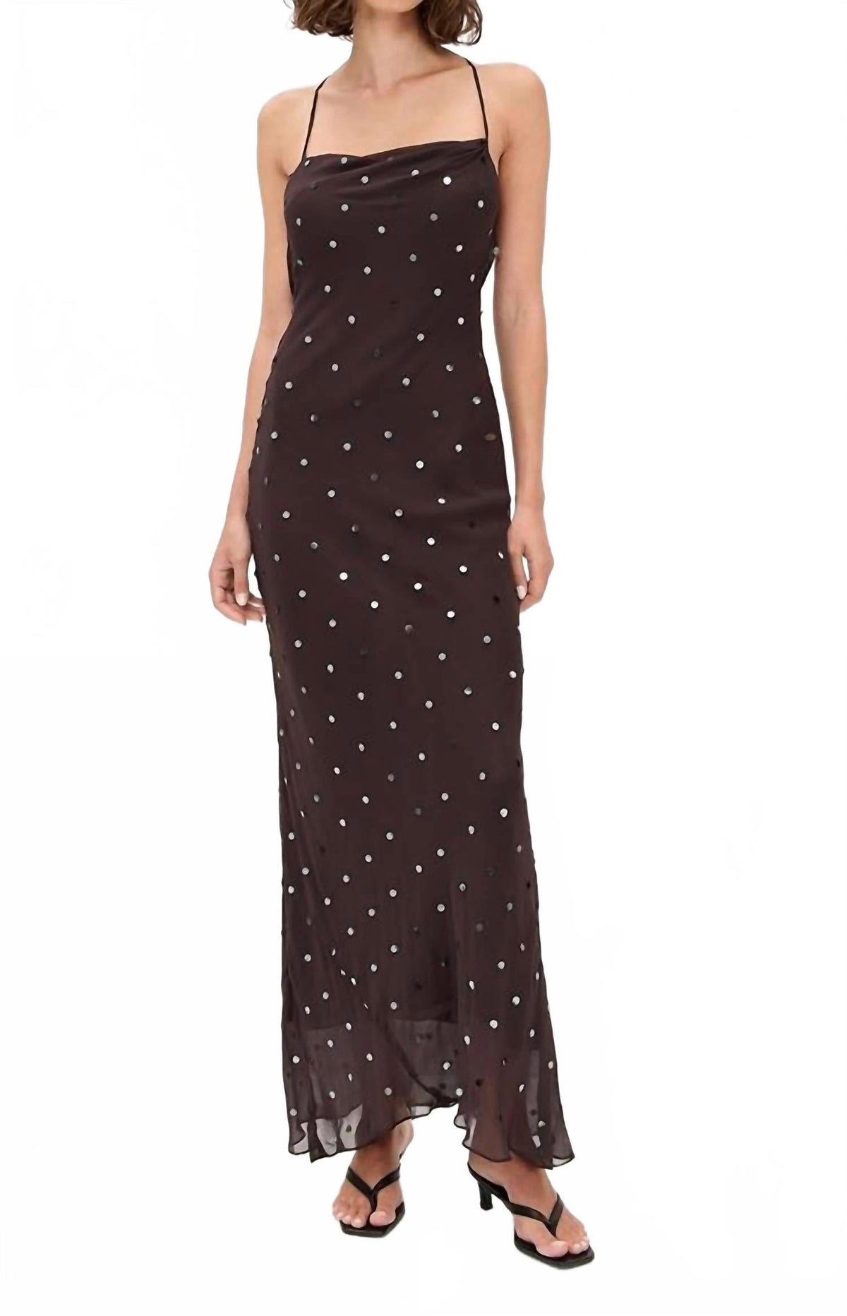 Arielle Slip Maxi Dress In Dark Chocolate