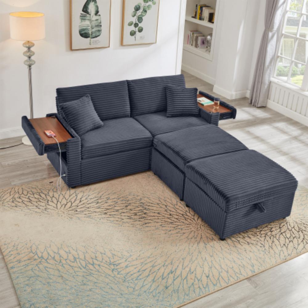 Multifunctional Sofa with Storage and Table Board