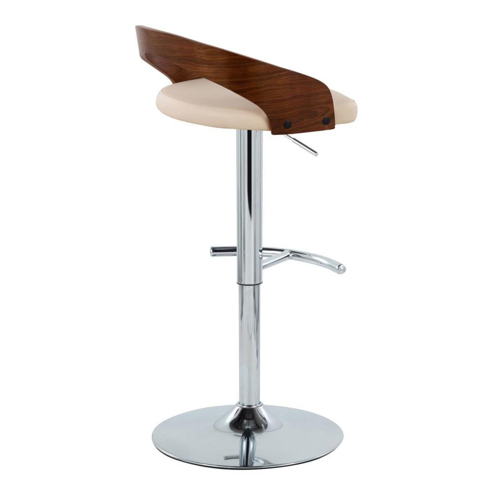 Contemporary Adjustable Faux Leather Barstools Set of 2