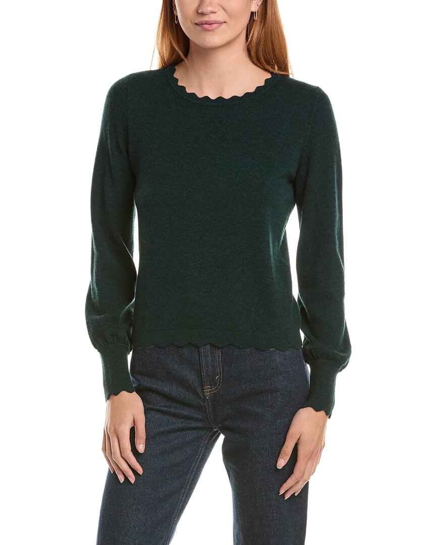 sofiacashmere Scallop Trim Crewneck Wool & Cashmere-Blend Sweater