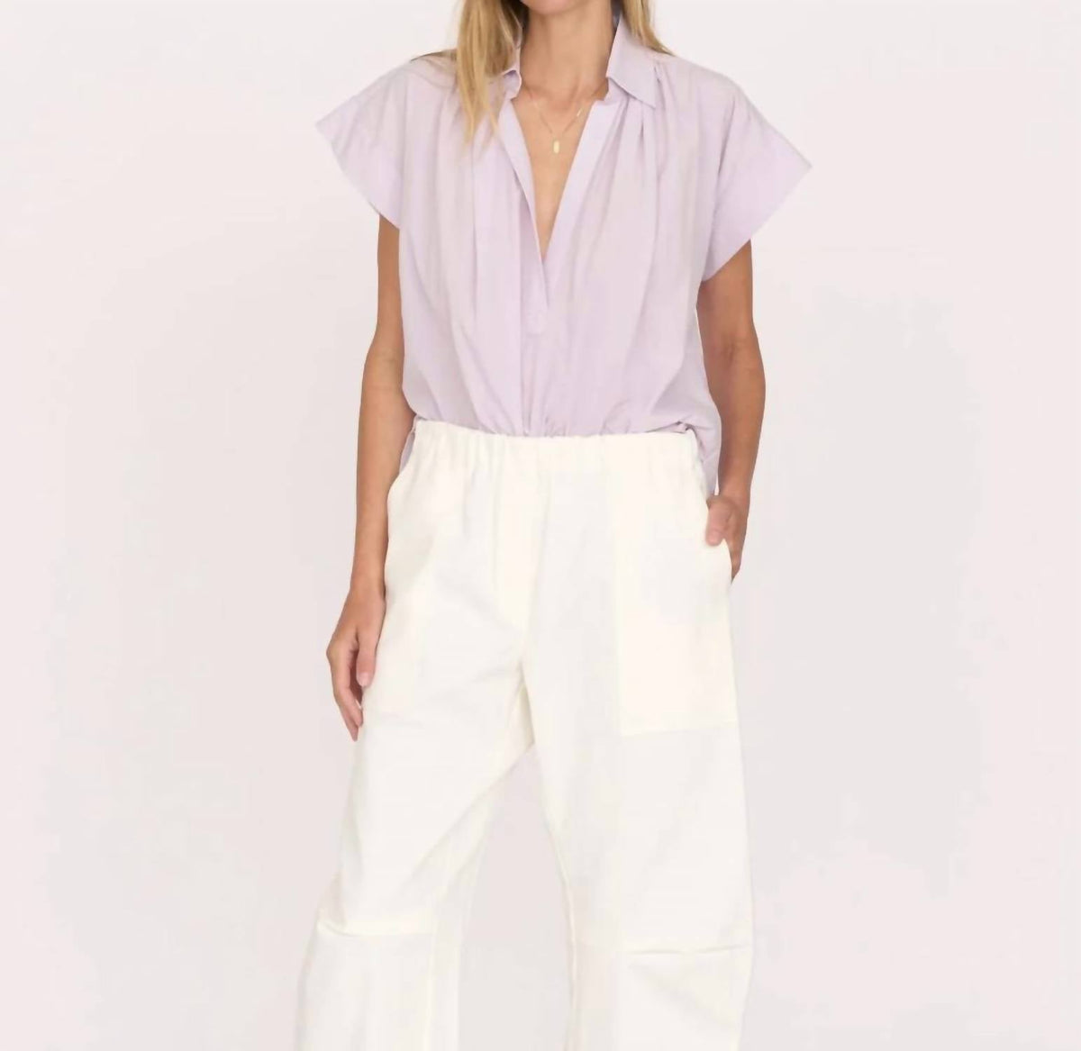 Trinity Brushed Cotton Top In Lavender