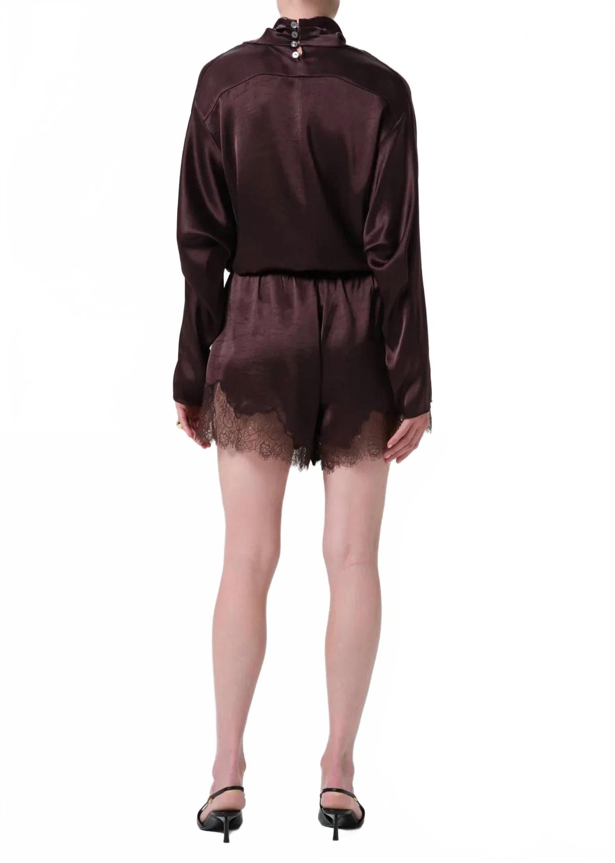 Lace Trimmed Tap Short In Espresso