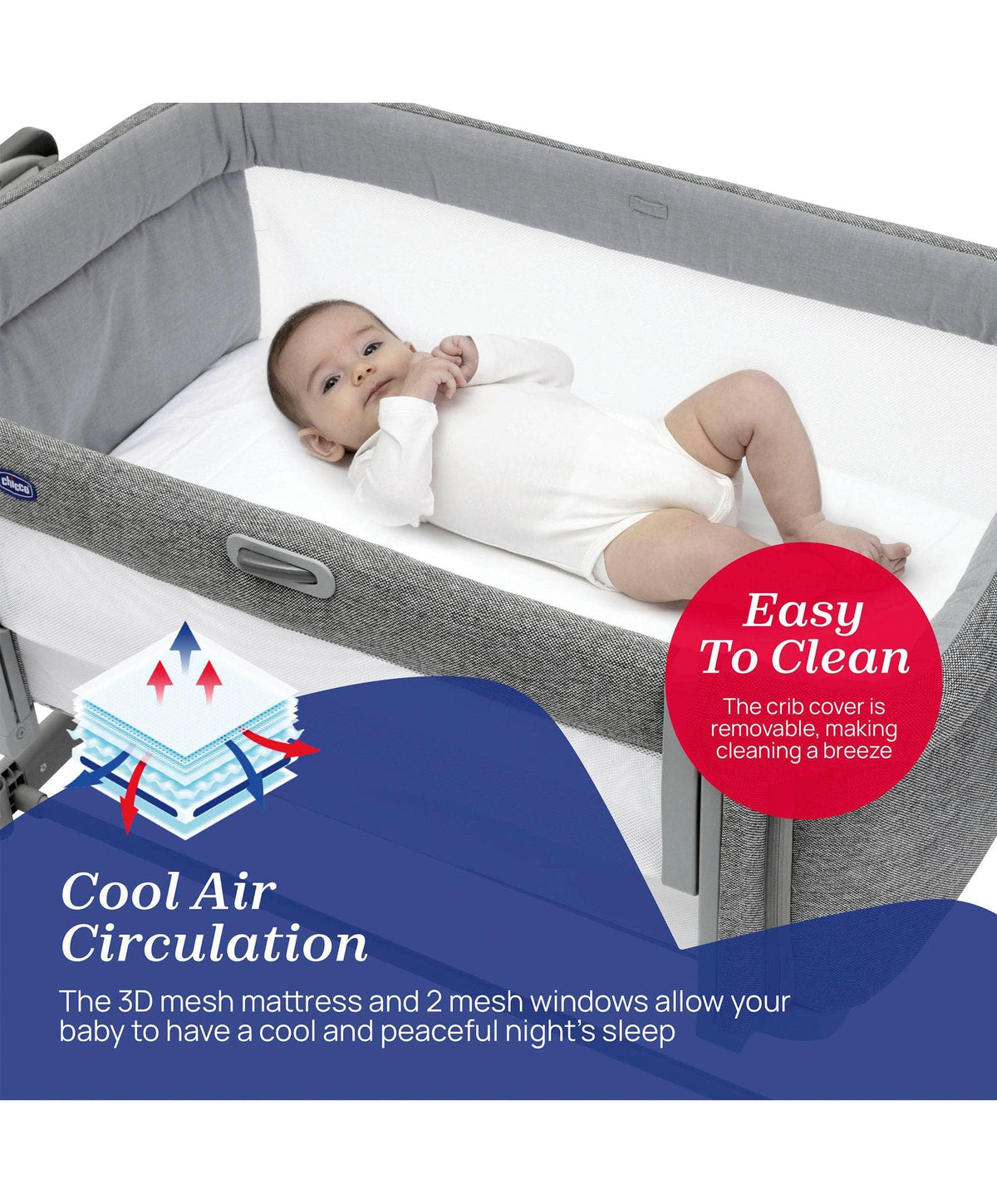 Chicco Next2Me Magic Evo Bedside Crib – Dark Grey
