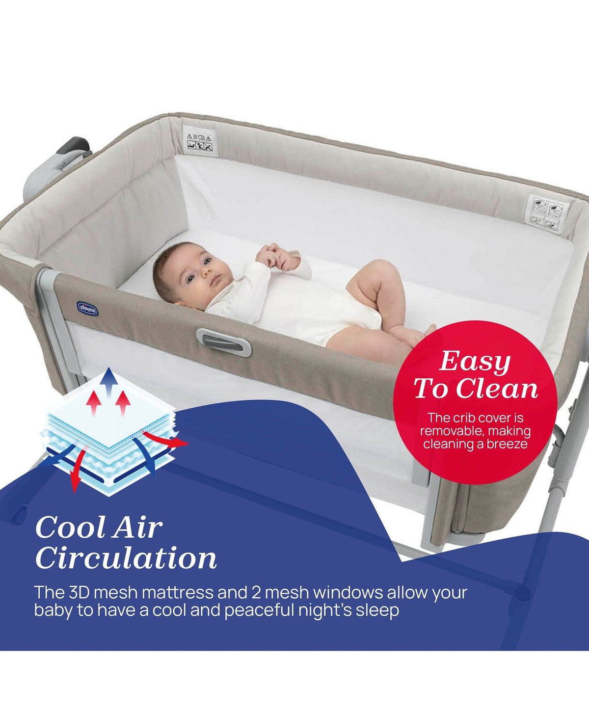 Chicco Next2Me Magic Evo Bedside Crib - Desert Taupe