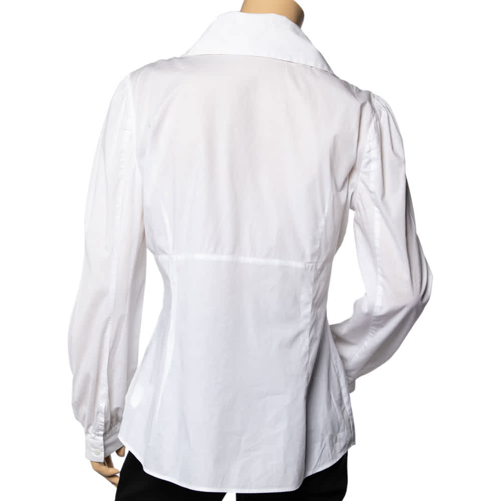 Just Cavalli White Cotton Paneled Button Front Shirt L