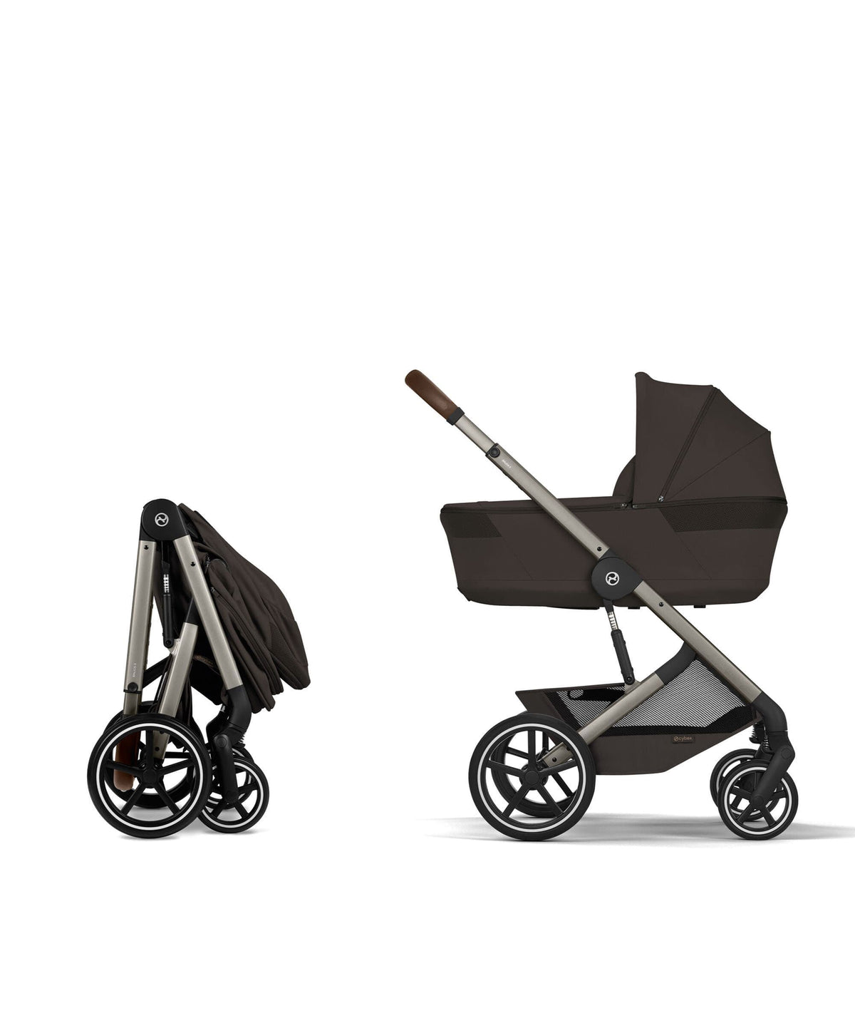 Cybex Balios S Lux + Folding Carrycot Bundle with Cloud G3 Plus Car Seat – Chocolate Brown