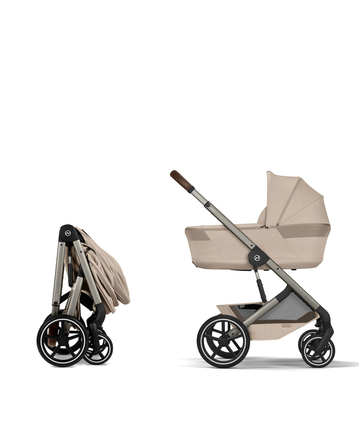 Cybex Balios S Lux + Folding Carrycot Bundle with Cloud G3 Plus Car Seat – Almond Beige