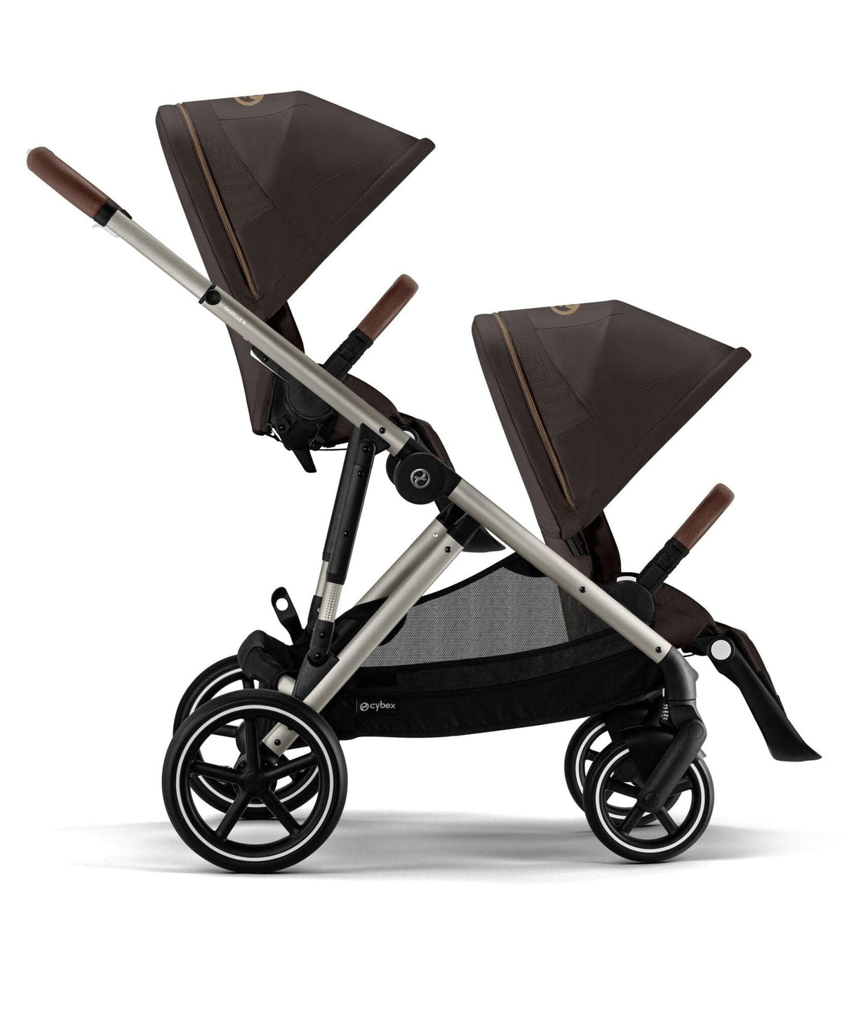 Cybex Gazelle S Twin Pushchair Bundle with Cybex Cloud T i-Size Rotating Baby Car Seat & Base (16 Pieces)- Chocolate Brown