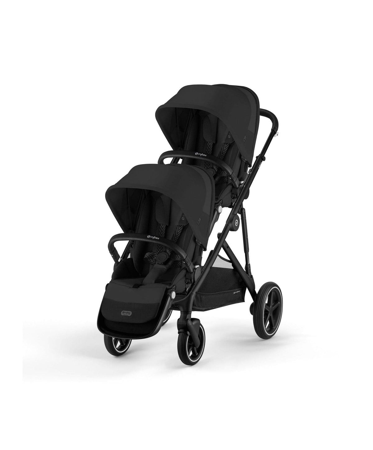 Cybex Gazelle S Twin Pushchair Bundle with Cybex Cloud T i-Size Rotating Baby Car Seat & Base (16 Pieces) - Moon Black