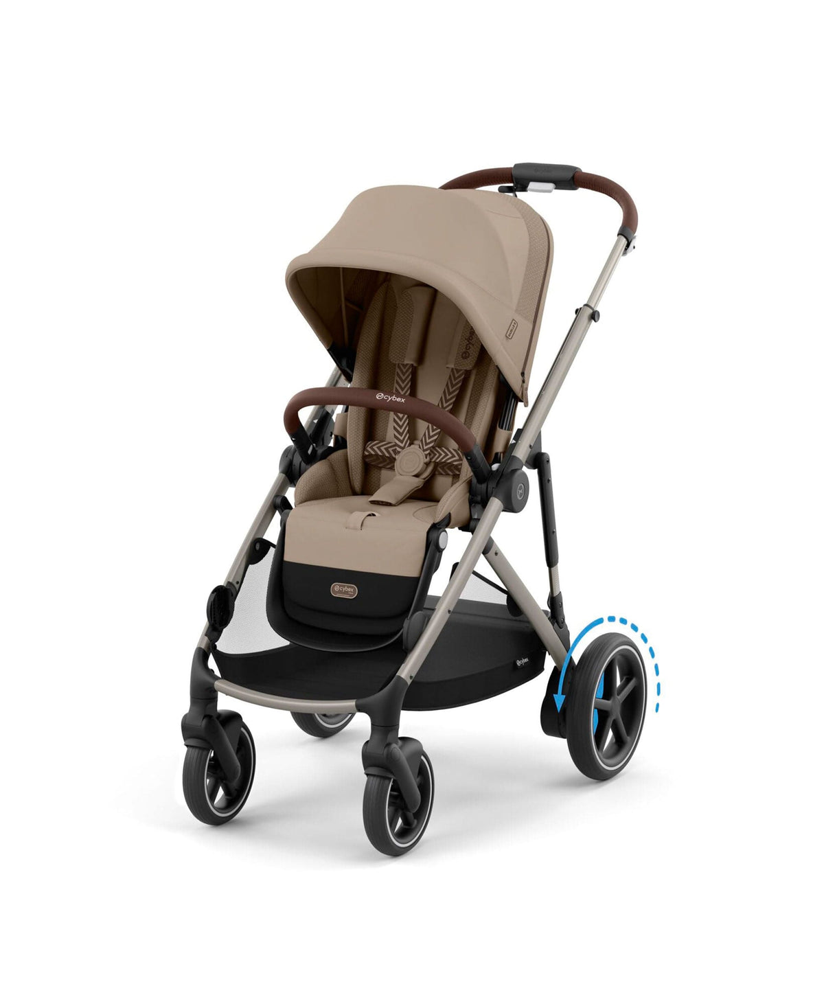 Cybex e-Gazelle S Electric Pushchair Bundle with Cybex Aton B2 i-Size Car Seat and Base (6 Pieces) – Almond Biege