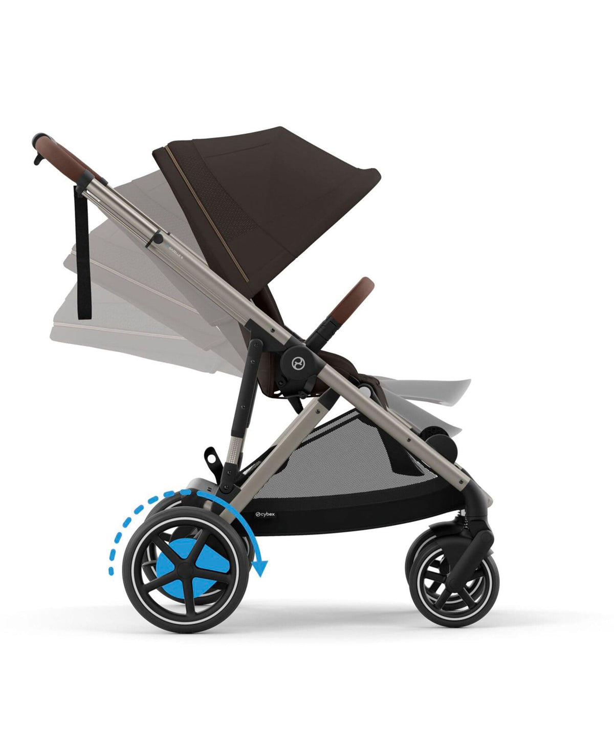 Cybex e-Gazelle S Electric Pushchair Bundle with Cybex Aton B2 i-Size Car Seat and Base (6 Pieces) – Chocolate Brown