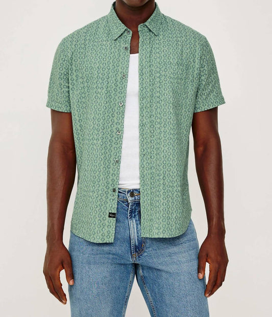 Carson Shirt In Wavy Batik Aqua