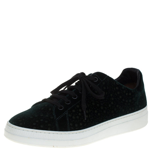 Alaia Green Laser Print Velvet Low Top Sneakers Size 39