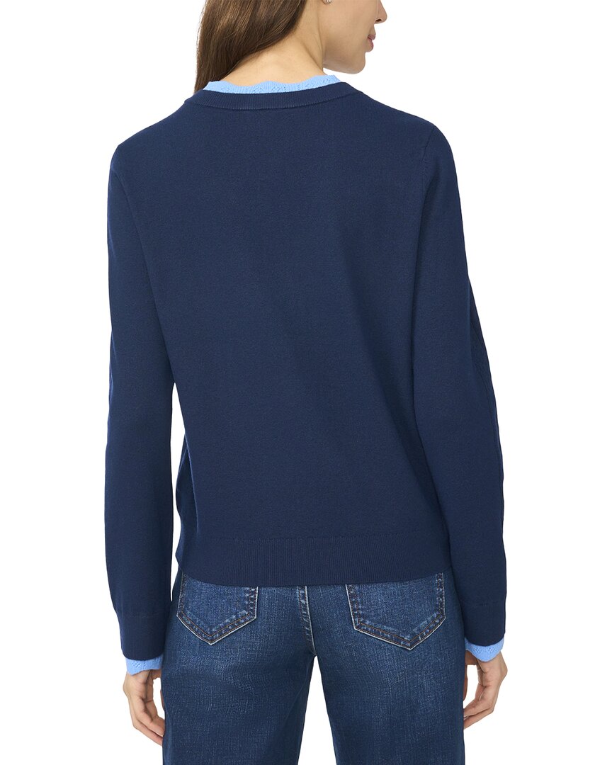 CeCe Double Trim Crew Neck Cardigan