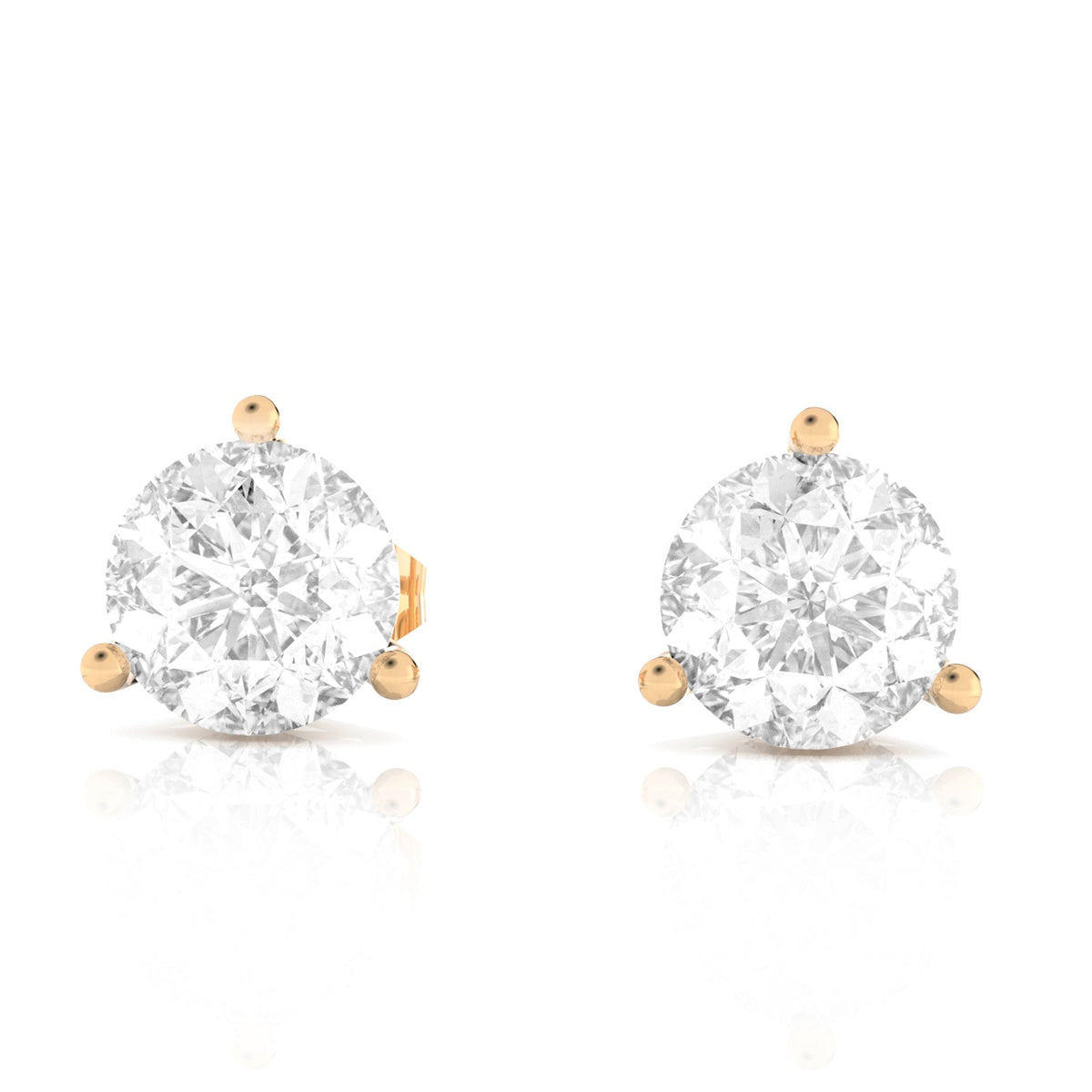3 cttw Lab Grown Diamond Stud Earrings in 14K Gold With Push Backs For Women