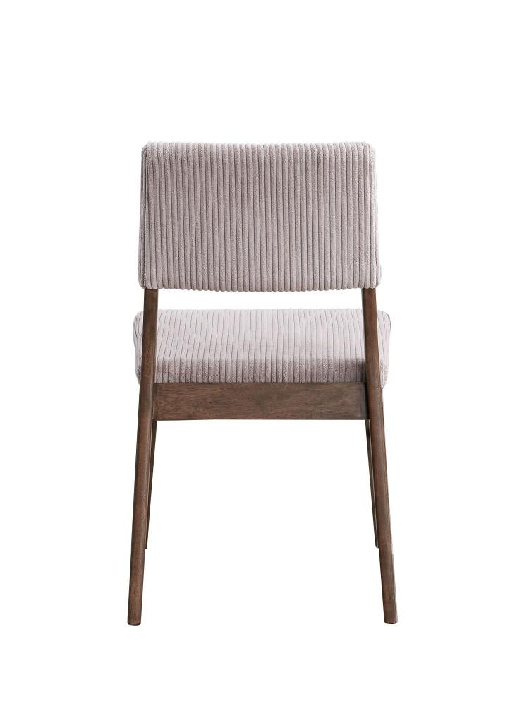 Stylish Side Chair Pair with Cushioned Corduroy Backrests