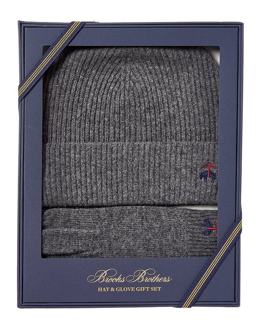 Brooks Brothers 2pc Wool & Cashmere-Blend Hat & Gloves Set