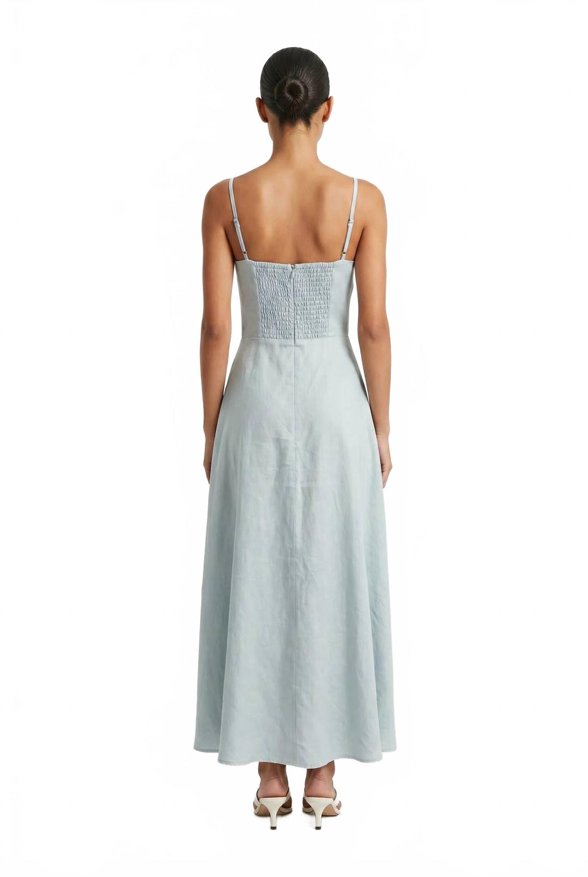 Sunset Beach Linen Midi Dress In Light Blue