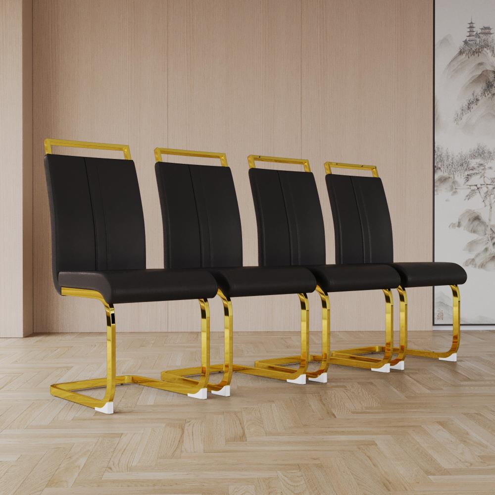 High Back Upholstered Side Chairs with Metal Legs