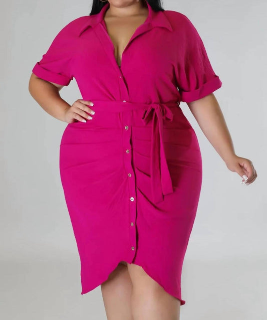 Bold Moves Midi Dress - Plus In Magenta