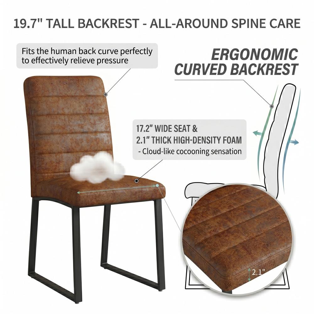 Four-Piece Heavy-Duty Upholstered Chair Set with Iron Frames