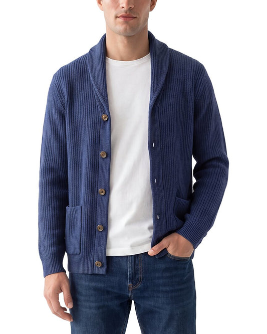 Forte Cashmere Rib Shawl Collar 100% Cashmere Cardigan