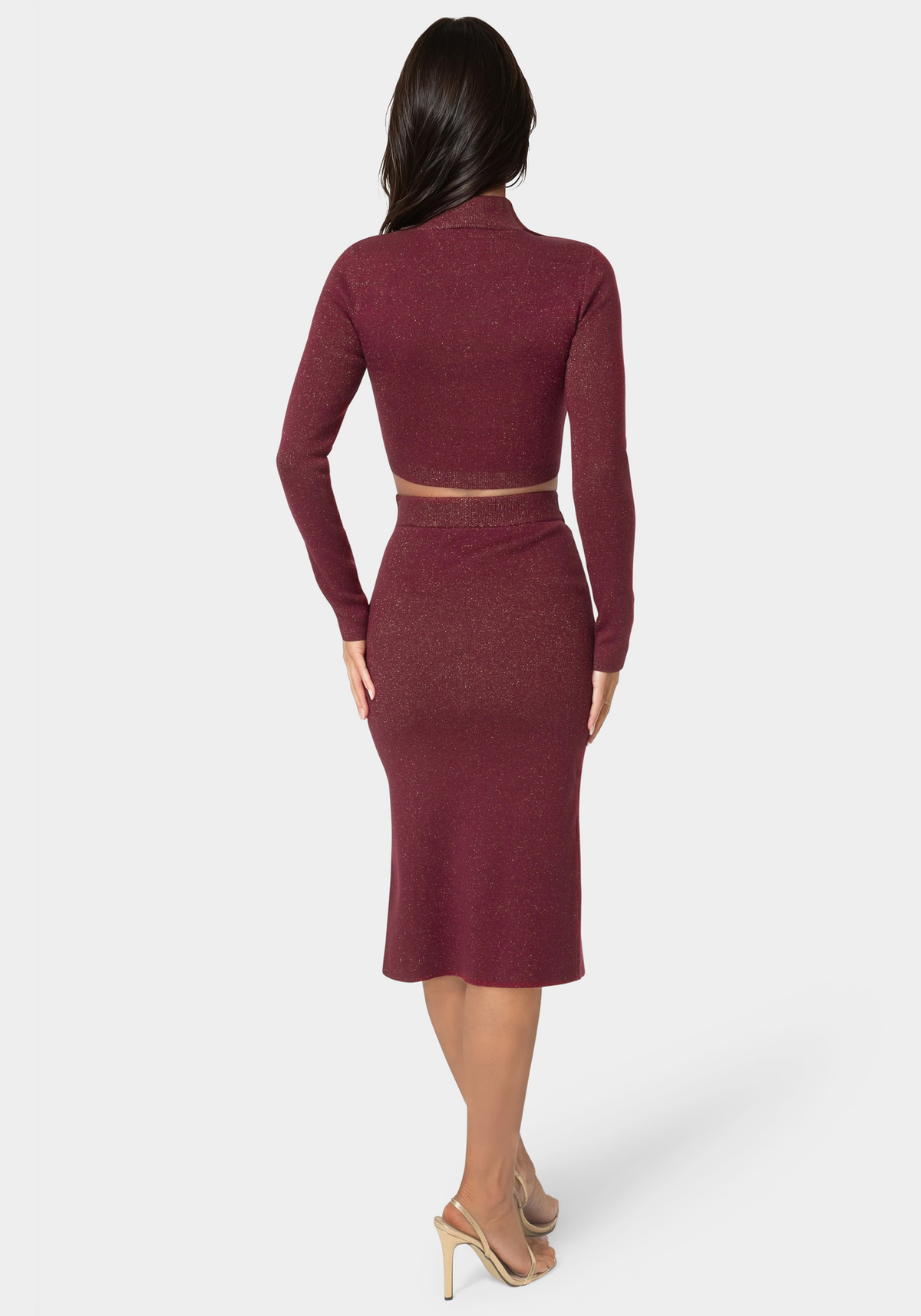Lurex Rib Cropped Knit Set