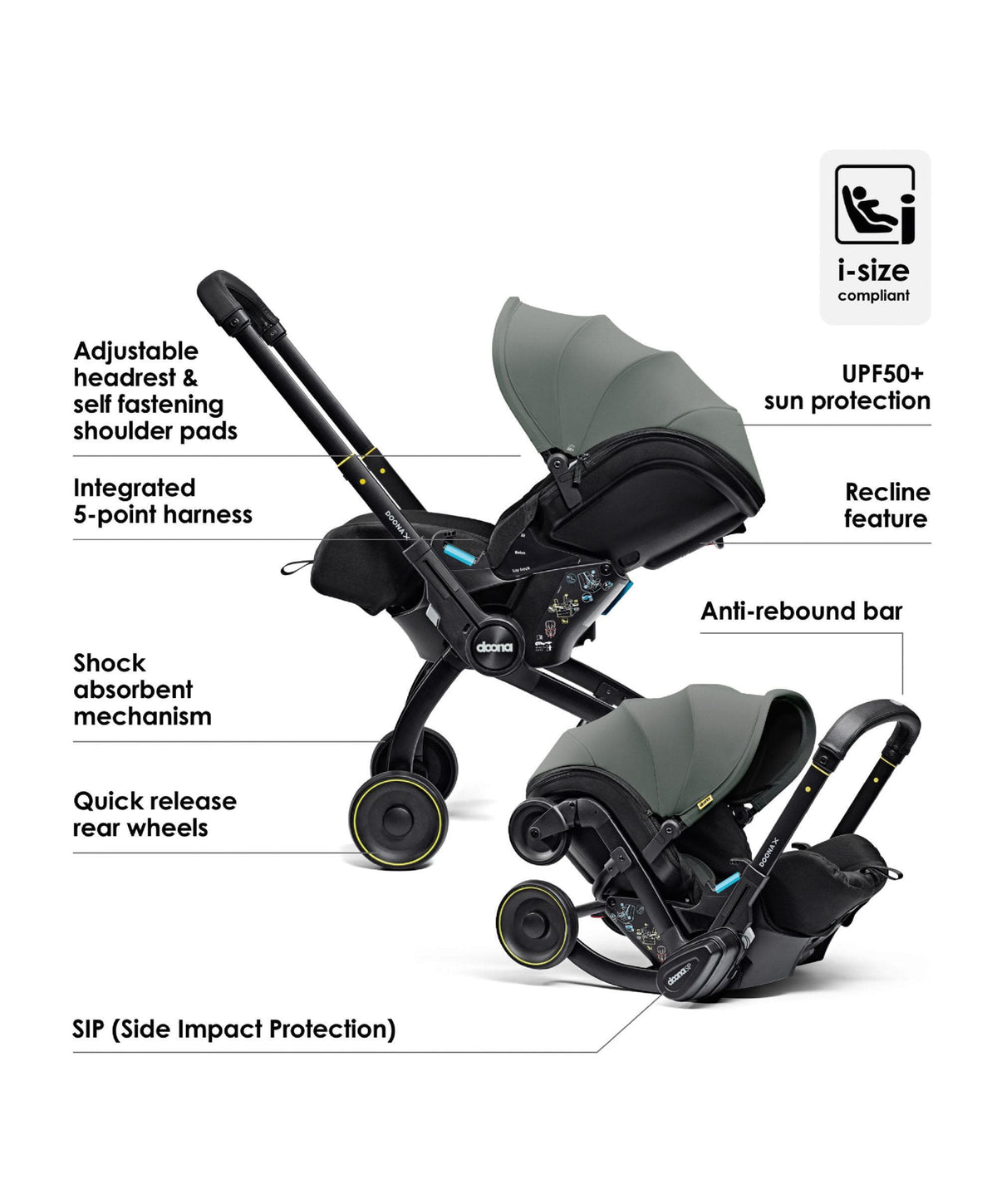 Doona X Car Seat & Stroller – Slate Green