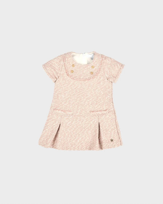 Girls Jacquard Dress In Dusty Pink