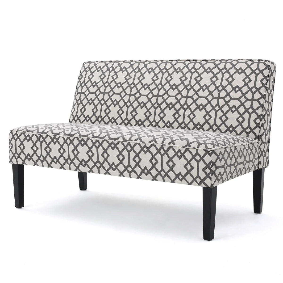 Elegant Two Seat Couch with Geometric Upholstery