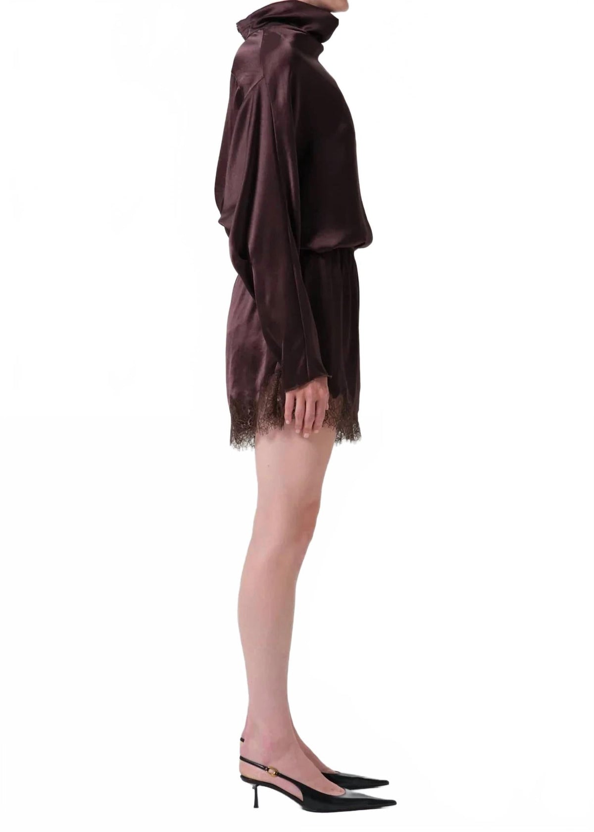 Lace Trimmed Tap Short In Espresso
