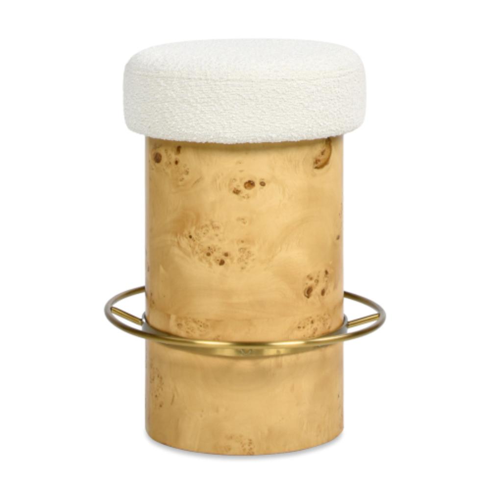 Modern Backless Accent Stool with Wood Detailing