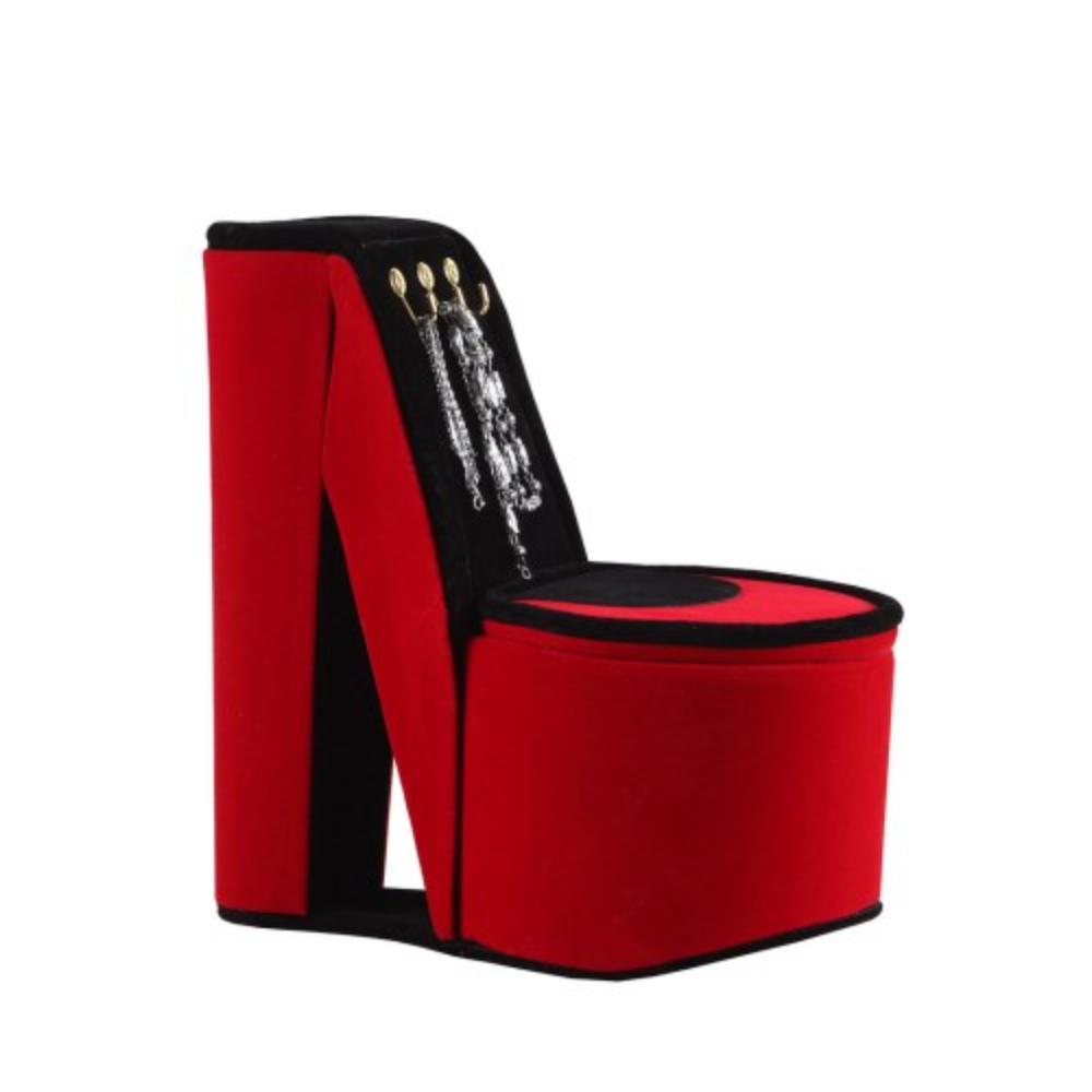 Velvet Shoe-Shaped Jewelry Box with Ring Compartments
