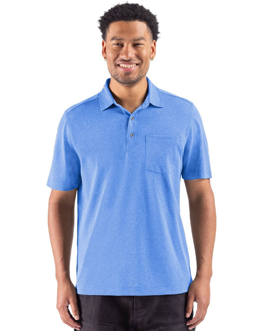 Cutter & Buck Virtue Recycled Heathered Featherlight Pique Mens Pocket Polo